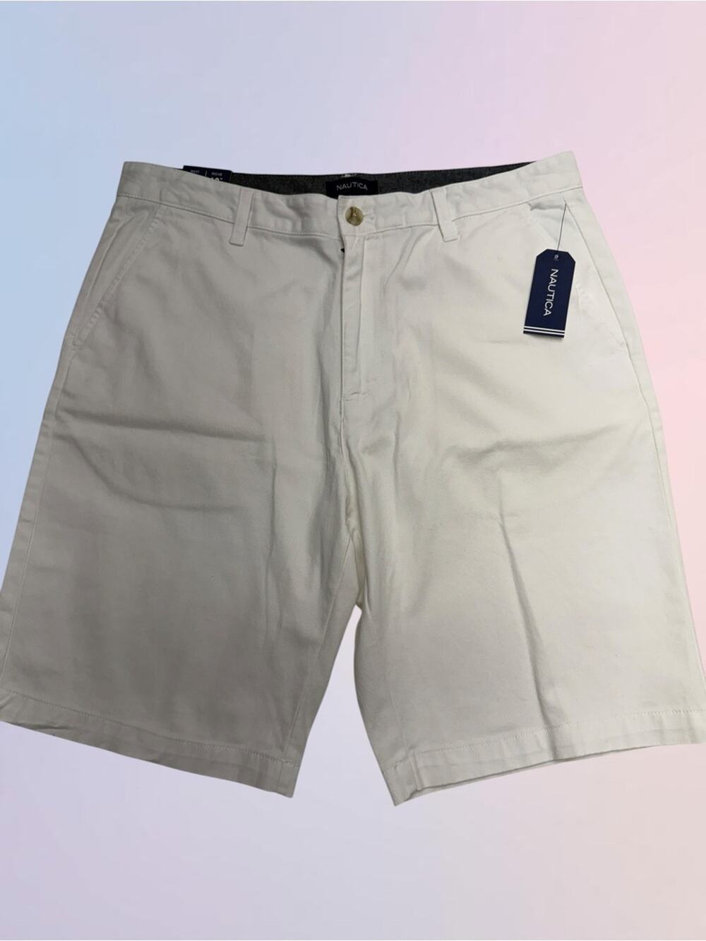 NAUTICA Men’s 34 White Cotton DECK SHORTS